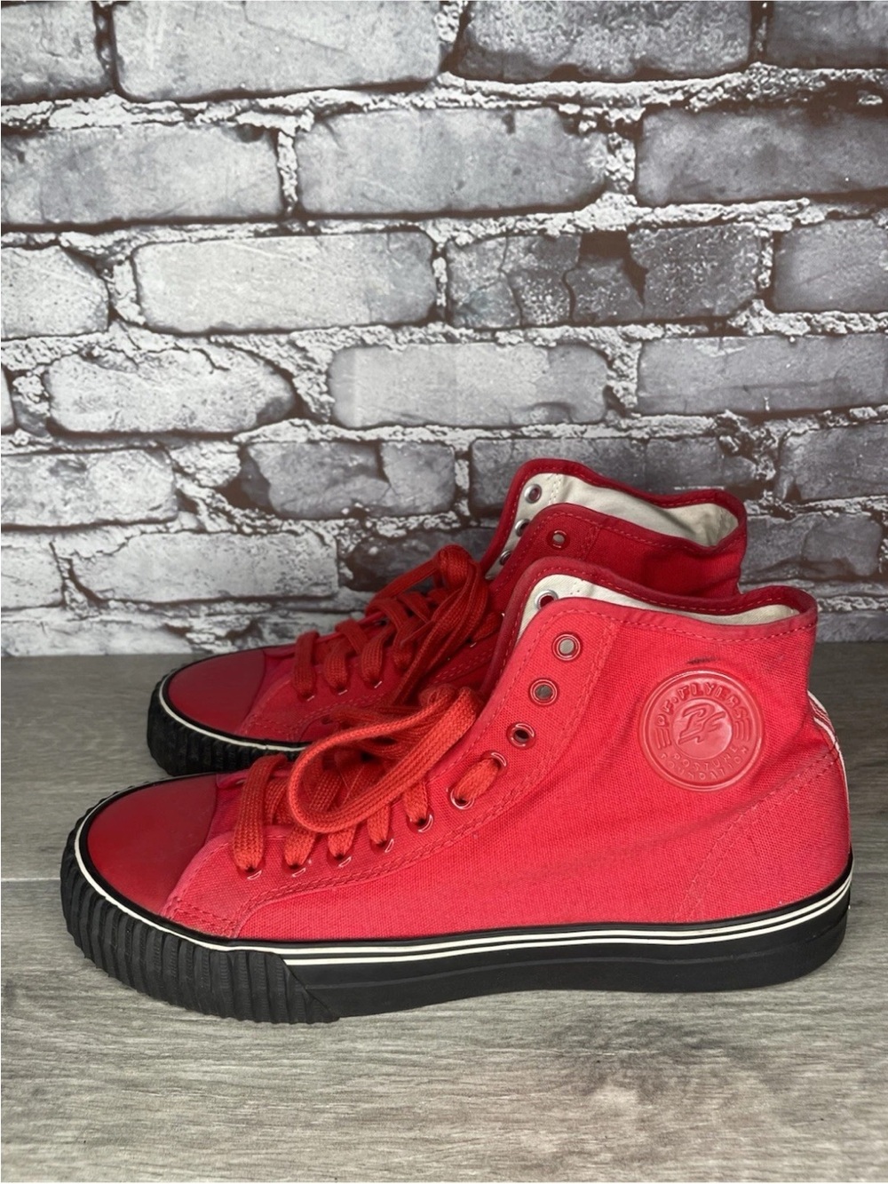 PF Flyers Red Canvas Fabric Lace Up High Top Sneakers Shoes Men Sz 11 US/45EU - Picture 10 of 12